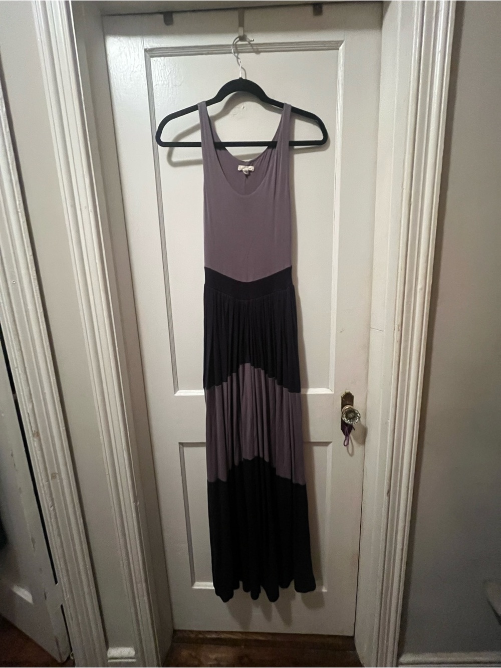 silence + noise Two-Tone Scoop Neck Maxi Dress in Gray and Black